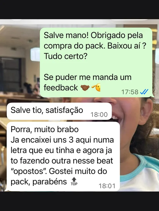 Comprador diz que já encaixou três beats numa letra e está escrevendo em cima do pack